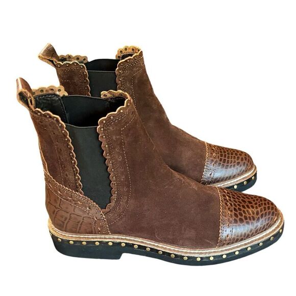 Free People Atlas Chelsea Leather Boots in Brown NWOB Size EU 39 or US 8 1/2 - Picture 5 of 8